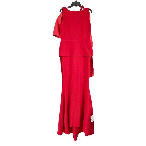 SAFIYAA EVANGELINA CAPED CREPE GOWN RED - Picture 10 of 13